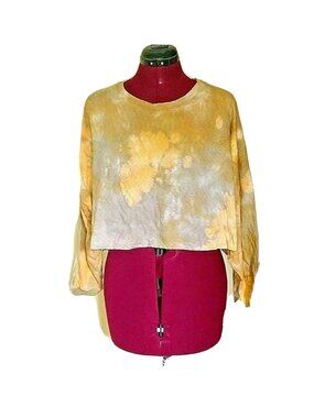 Maronie Women's Tie Dye Pullover Top Size Small Cropped Long Sleeve Multicolor